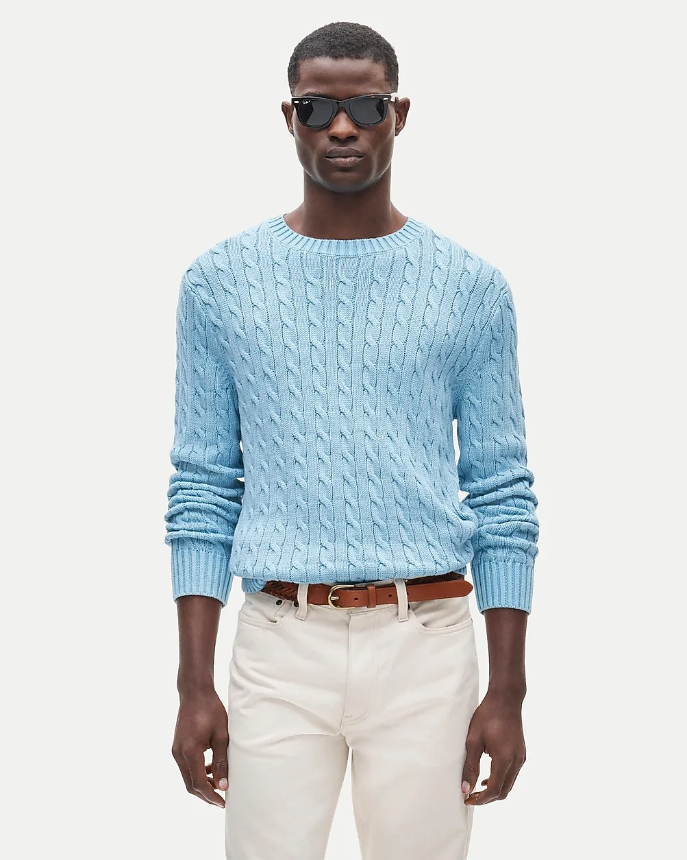 Garment-Dyed Cable-Knit Cotton Sweater by J.Crew
