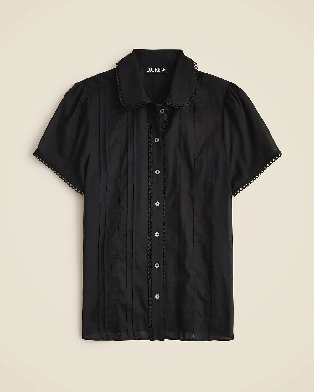 Button-Up Short-Sleeve Shirt in Cotton Voile