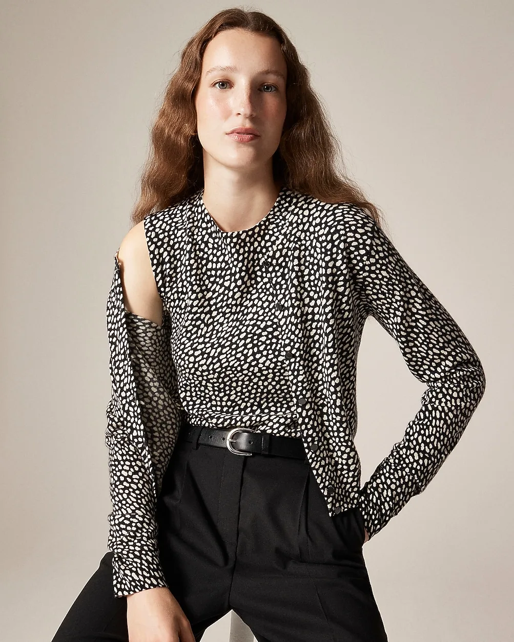 Featherweight Cashmere Cardigan in Spot Print by J.Crew