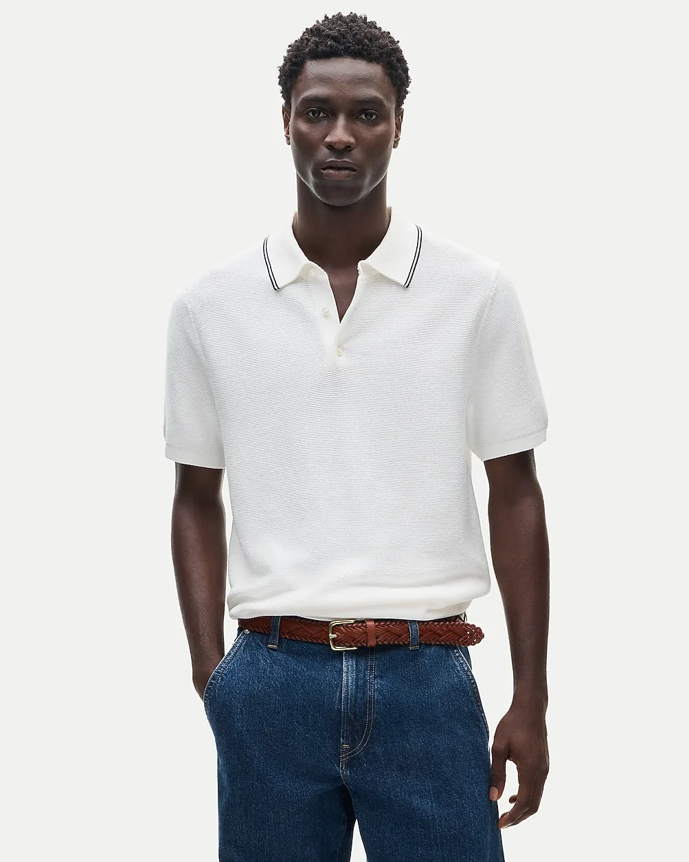 Short-Sleeve Tipped Sweater-Polo in Pima Cotton by J.Crew