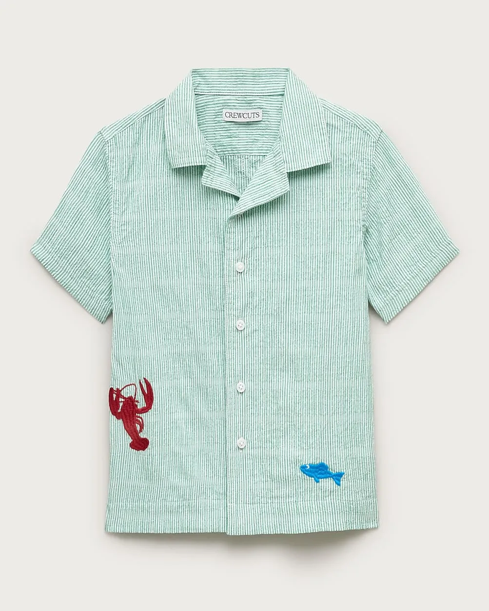 Short-Sleeve Seersucker Button-Up Shirt with Embroidery by J.Crew