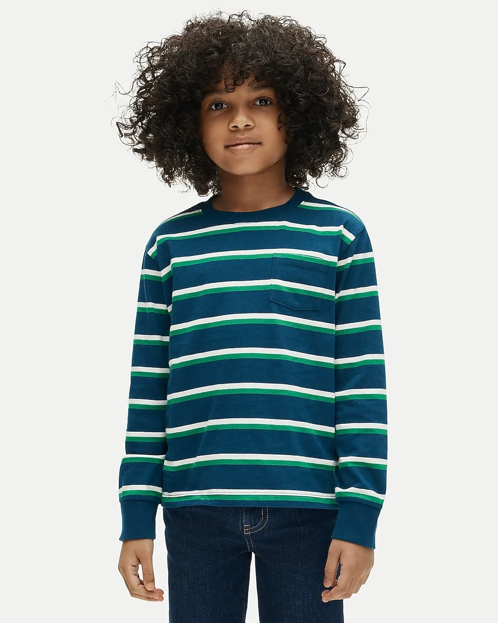 Long-Sleeve Pocket T-Shirt in Striped Broken-In Jersey by J.Crew
