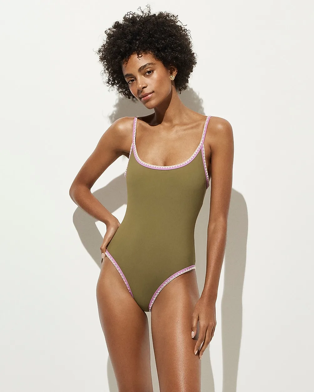 Crochet-Trim Scoopback One-Piece by J.Crew