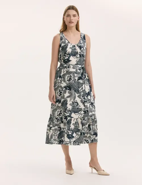 Marta Linen Blend Midi Dress by Finery London