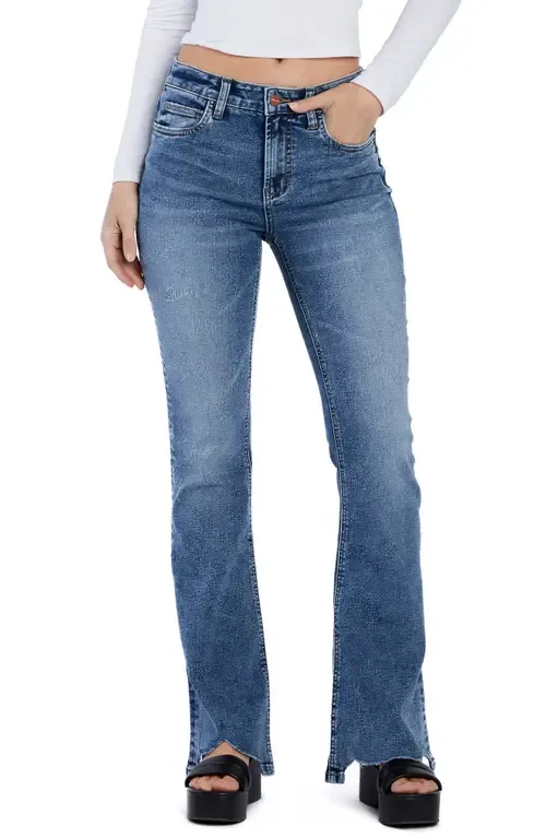 High Waist Chew Hem Flare Jeans by HINT OF BLU