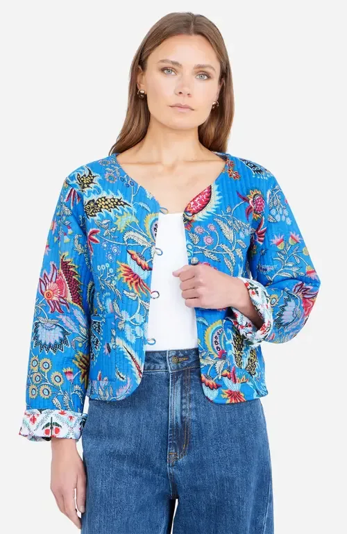 Boho Cotton Reversible Quilted Jacket by Yumi
