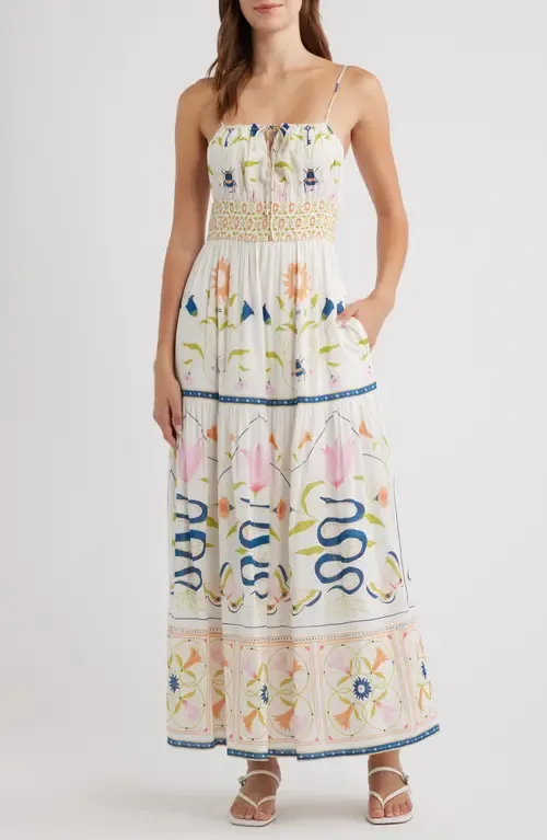 Adria Smocked Waist Cotton Blend Sundress by Cleobella