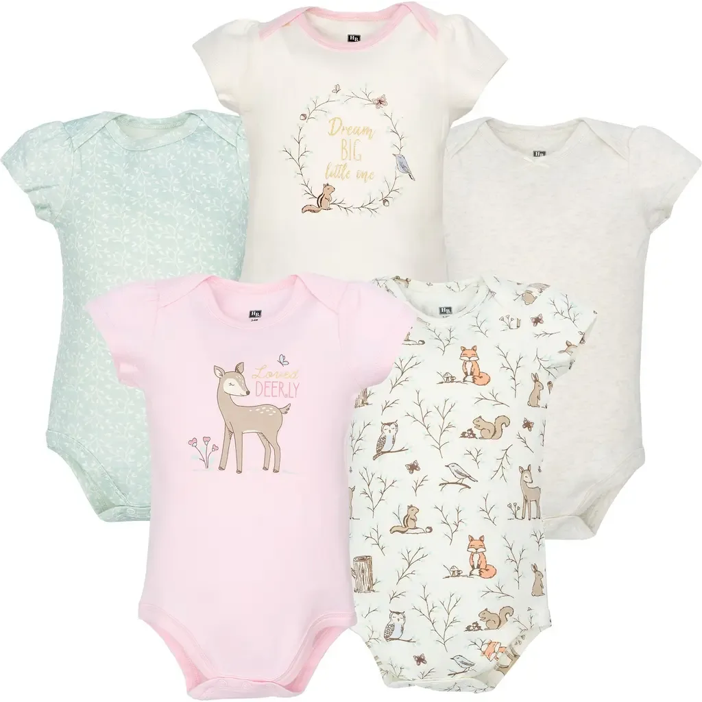 5Pk of Gentle Cotton One-Pieces by Hudson Baby