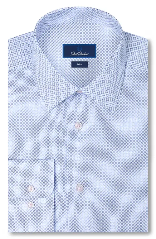 Trim Fit Neat Microprint Cotton Twill Dress Shirt by David Donahue