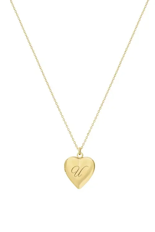 Roxy Heart Locked Initial Necklace by Set & Stones