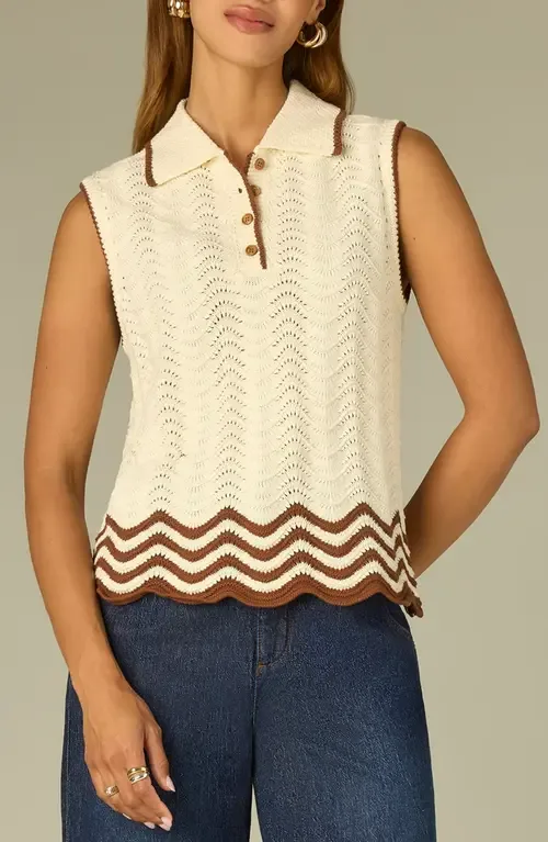 Cotton Pointelle Sweater Vest by Wit & Wisdom