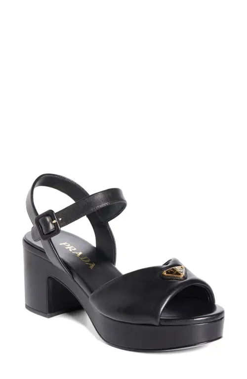 Logo Platform Sandal by Prada