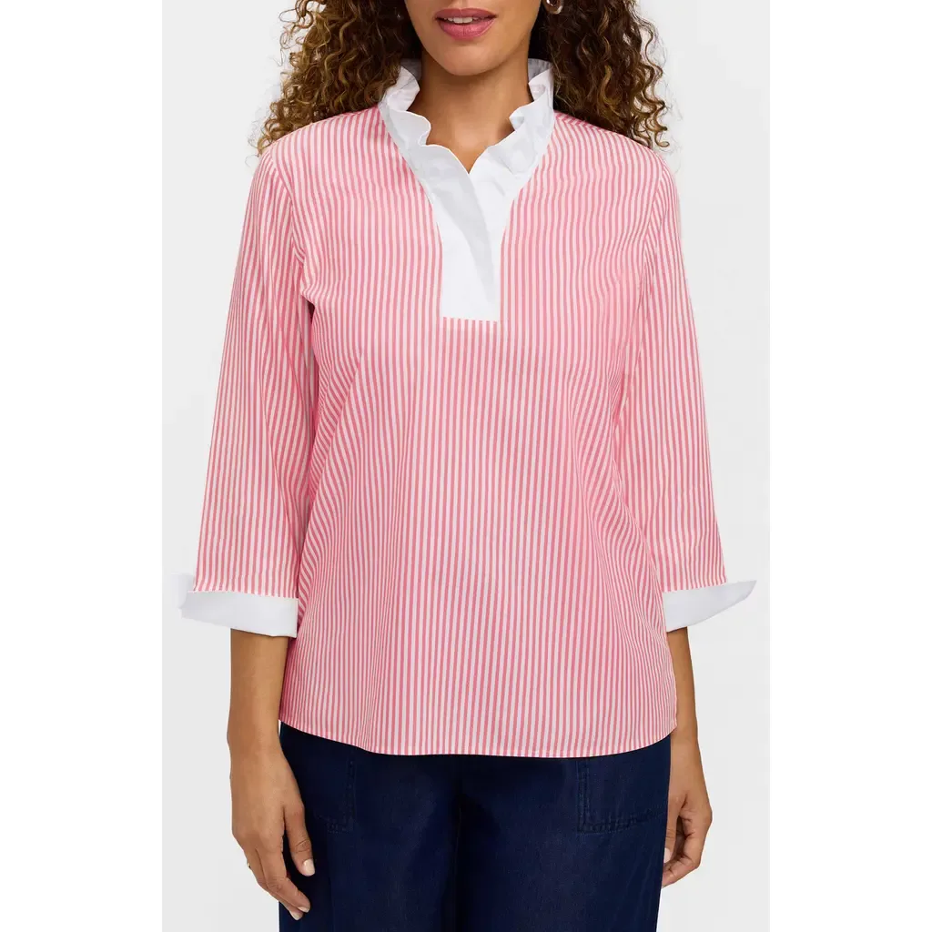 Tammy Ruffle Collar Cotton Top by Foxcroft