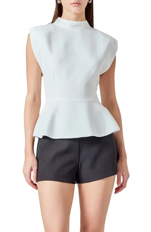 Mock Neck Sleeveless Peplum Top by Endless Rose