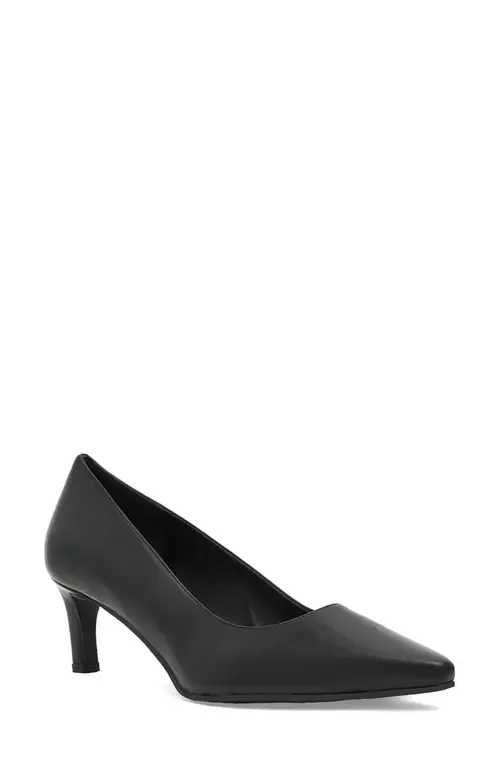 Chloe Waterproof Kitten Heel Pump in Black Leather