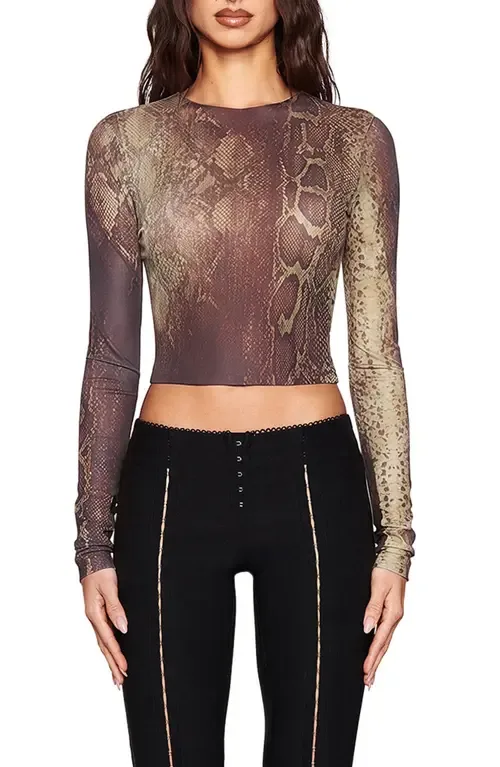 Izar Snakeskin Print Crop Top by I.AM.GIA
