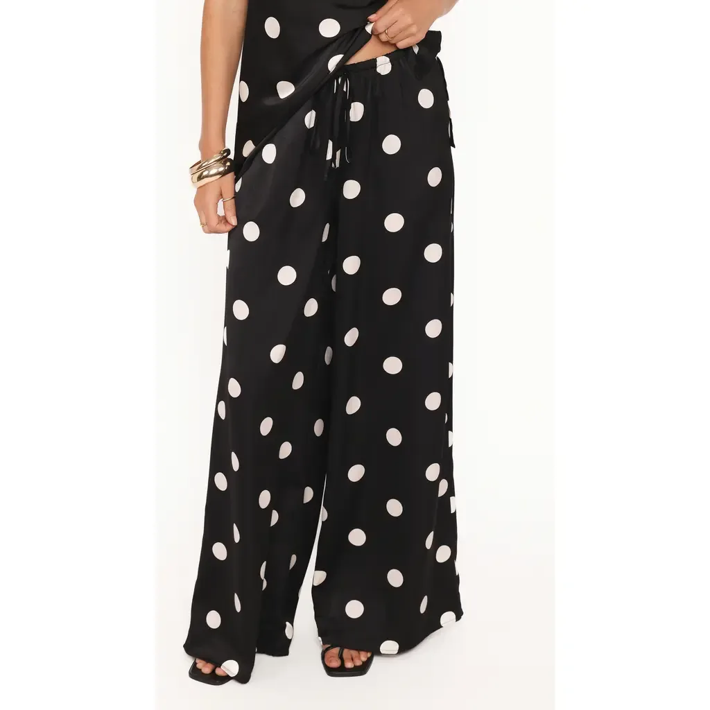 Belinda Polka Dot Wide Leg Drawstring Pants by Petal & Pup