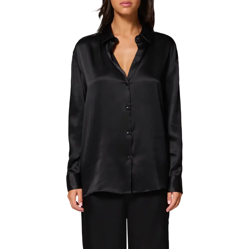 Love Me Silk Blend Button-Up Shirt by Simone Perele