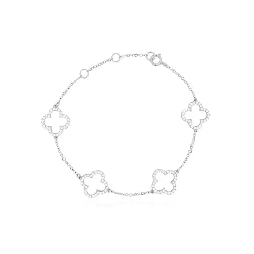 Small CZ Open Clover Bracelet in Sterling Silver by The Lovery Fine Jewelry