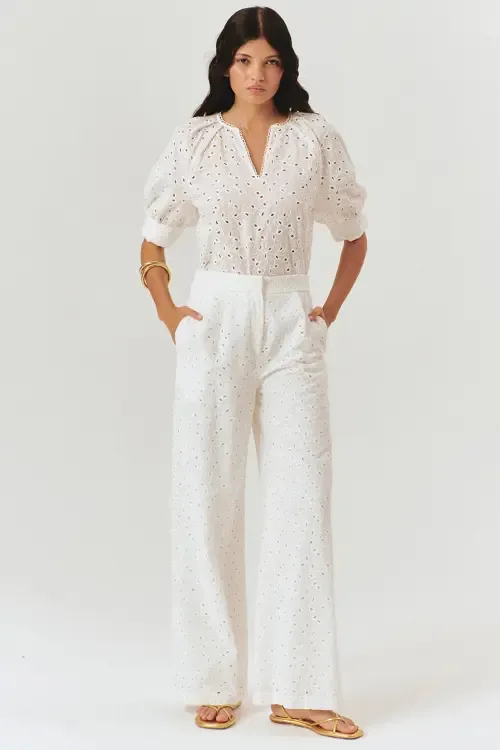Broderie Anglaise Fabric Pants by Exquise