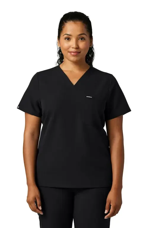 Rhena 1-Pocket Slim V-Neck Scrub Top by JAANUU