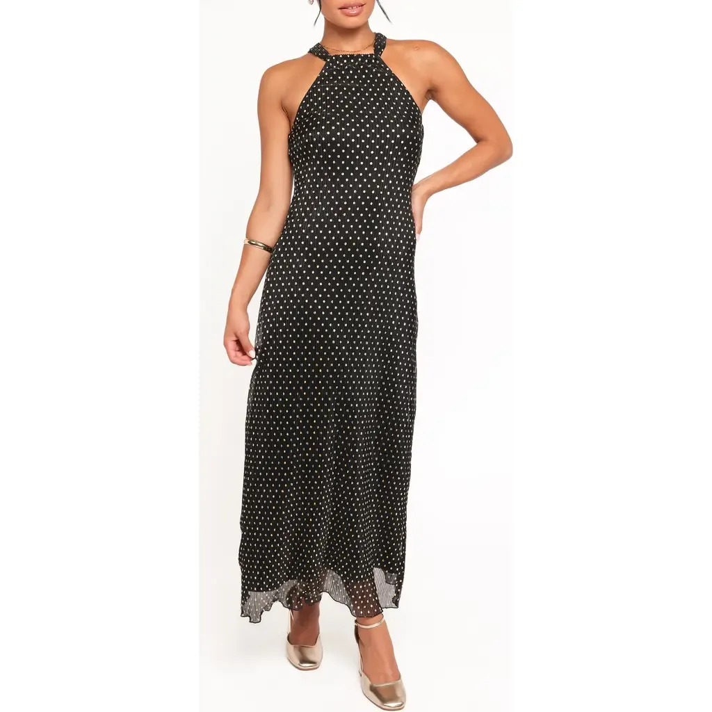 Melody Plissé Metallic Dot Cocktail Dress