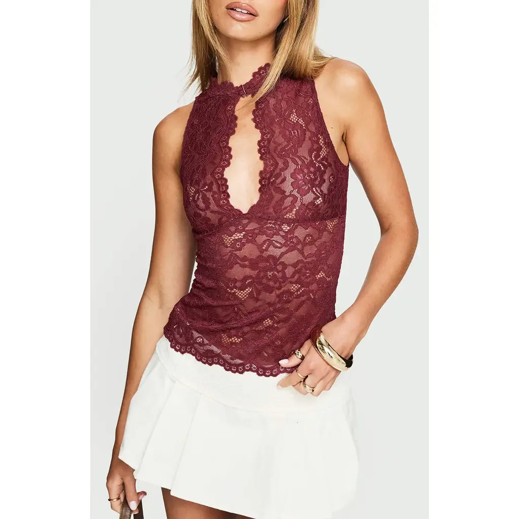Quinbie Lace Sleeveless Top by Princess Polly