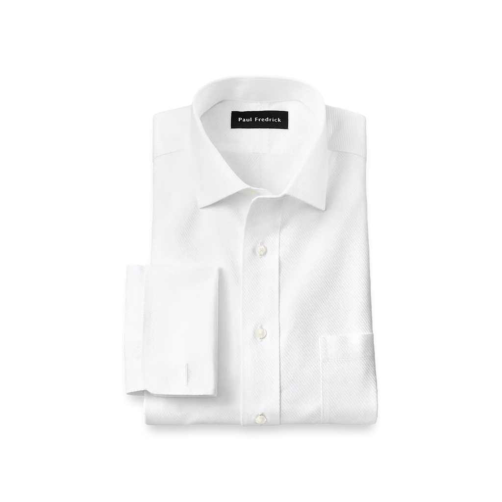 Slim Fit Non-Iron Cotton Twill Spread Collar French Cuff Dress Shirt by Paul Fredrick