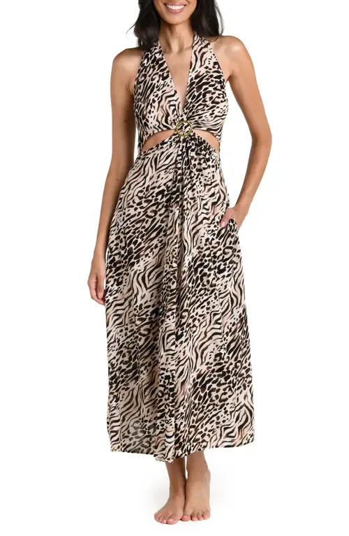 Fierce Territory Cutout Halter Neck Swim Cover-Up Dress by La Blanca