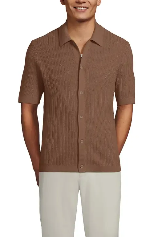 Short Sleeve Lightweight Button Through Polo by Lands' End