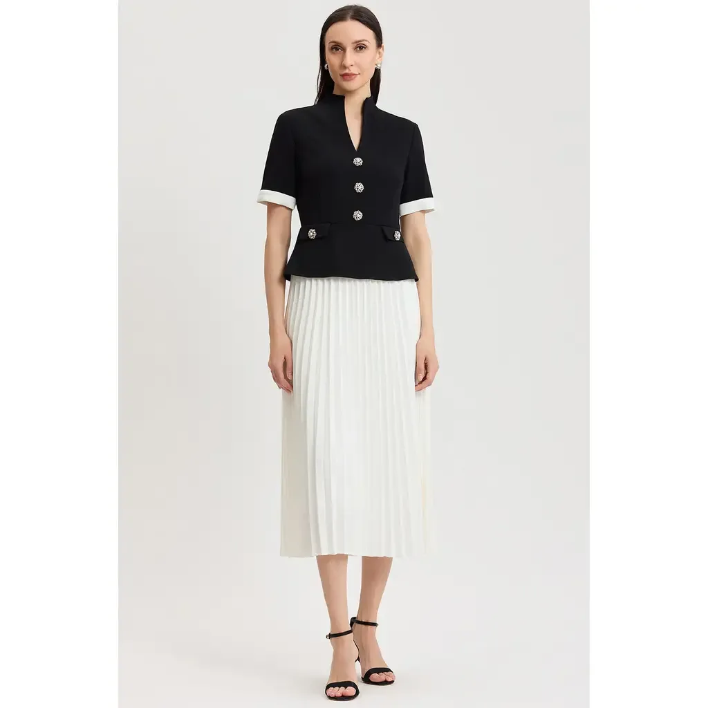 Noelle Pleated Crepe Maxi Dress by Ming Wang