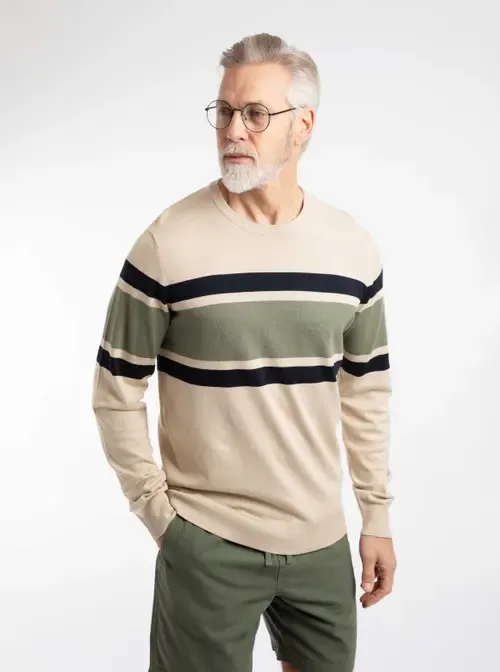 Ryker Stripe Crew Neck Jumper by Weird Fish