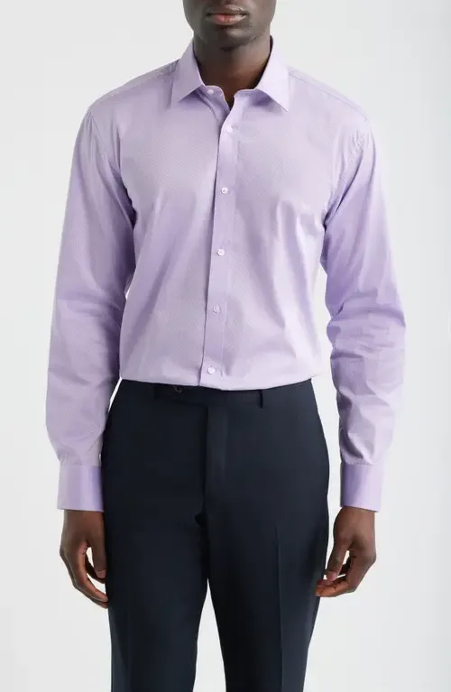 Modern Fit Light Purple Micropattern Cotton Dobby Dress Shirt by DANIEL HECHTER