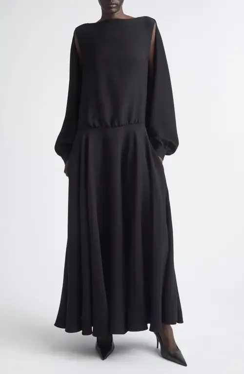 Long Sleeve Silk & Wool Crepe Balloon Dress by Balenciaga