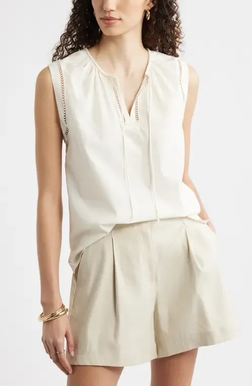 Lace Inset Tie Front Top by Nordstrom