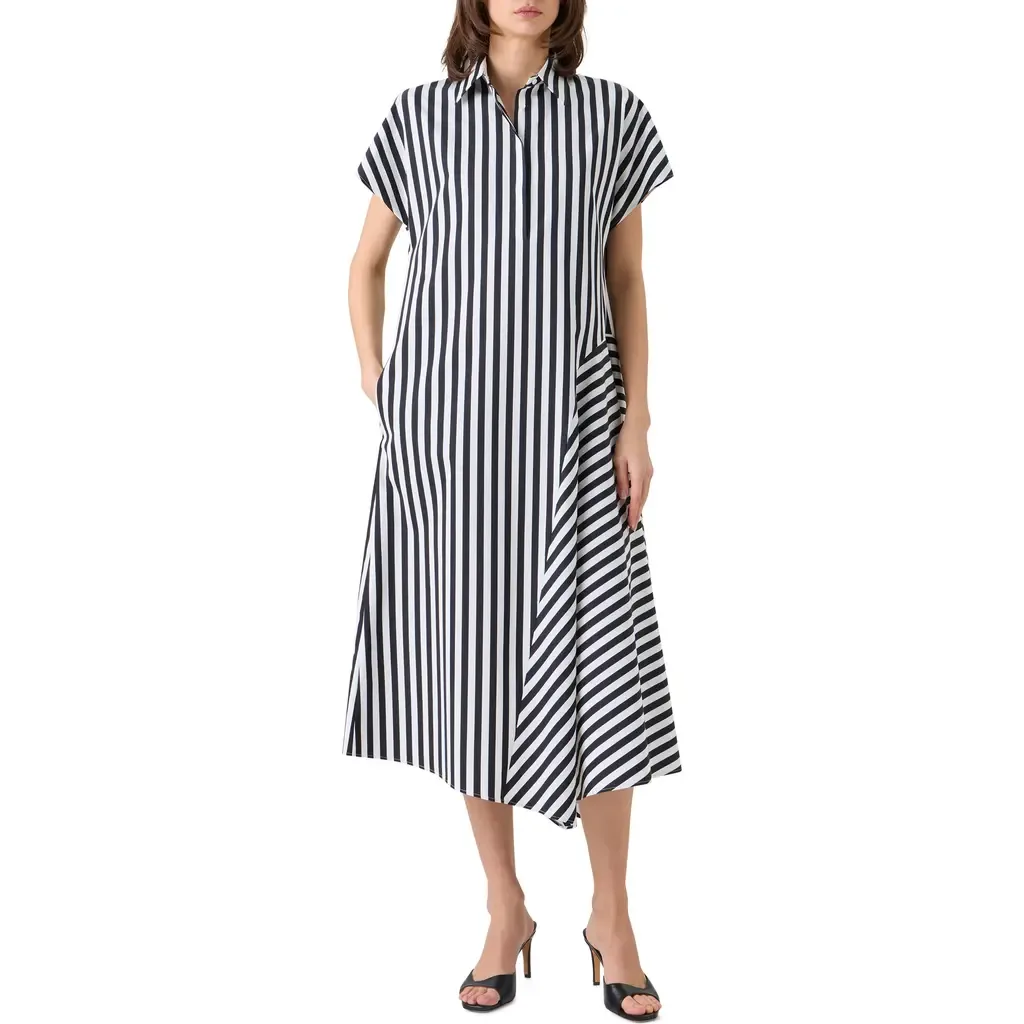 Kodak Stripe Cotton Poplin Midi Shirtdress by Akris punto