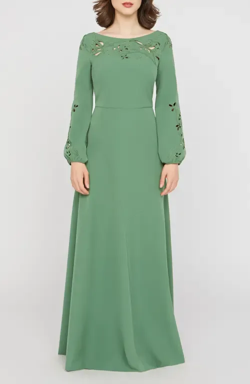 Valentina Embroidered Long Sleeve Gown by Kay Unger