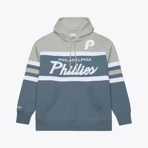 Mitchell & Ness Gray Philadelphia Phillies Cooperstown Collection Thunderstorm Head Coach Hoodie by Mitchell & Ness