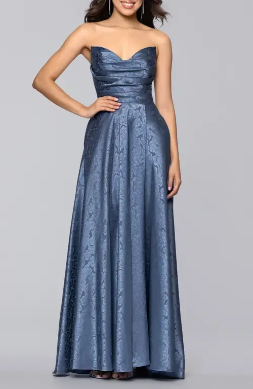 Jacquard Strapless Gown by Blondie Nites