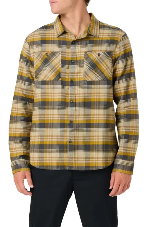 Coastline Plaid Stretch Cotton Flannel Button-Up Shirt by O'Neill