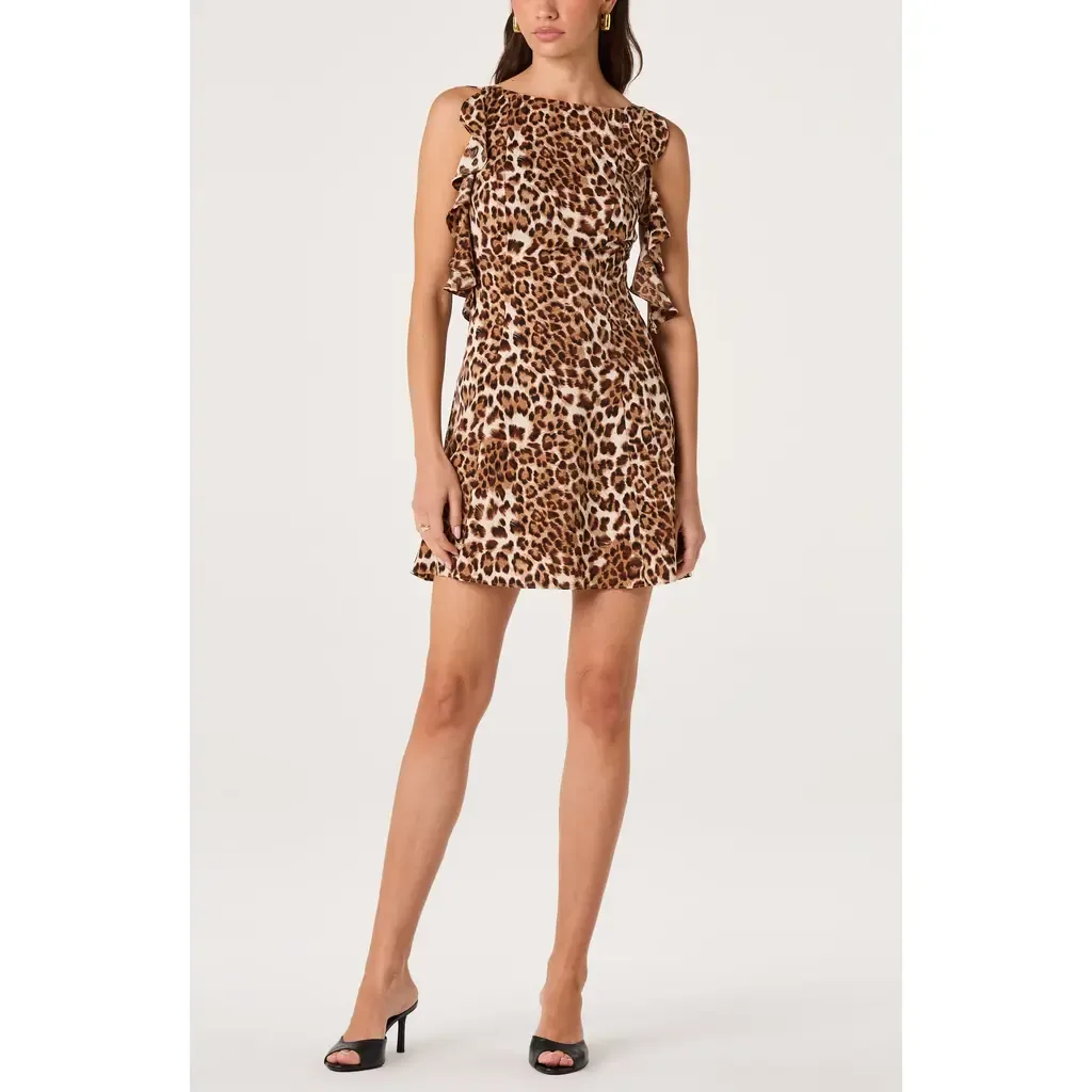 Olga Leopard-Print Ruffled Minidress by ASTR the Label