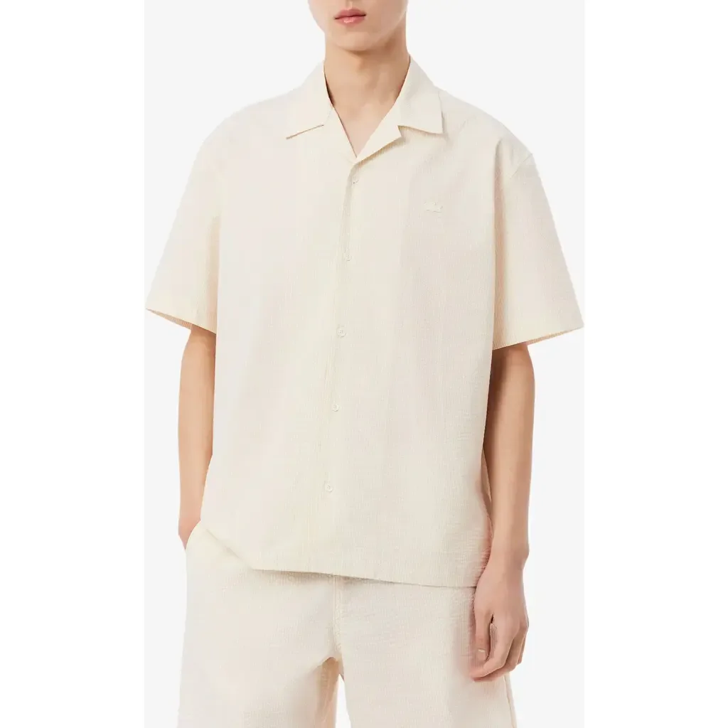 Cotton Blend Seersucker Sport Shirt by Lacoste
