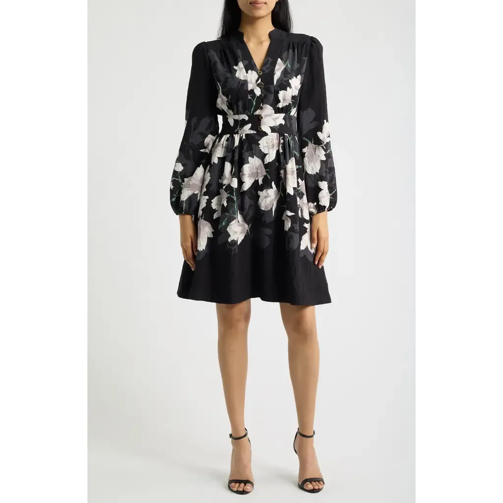 Placement Print Long Sleeve Dress by Tahari ASL