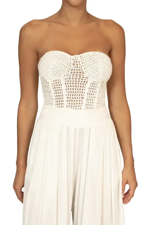 Want It All Open Stitch Strapless Bustier Top by JLUXLABEL