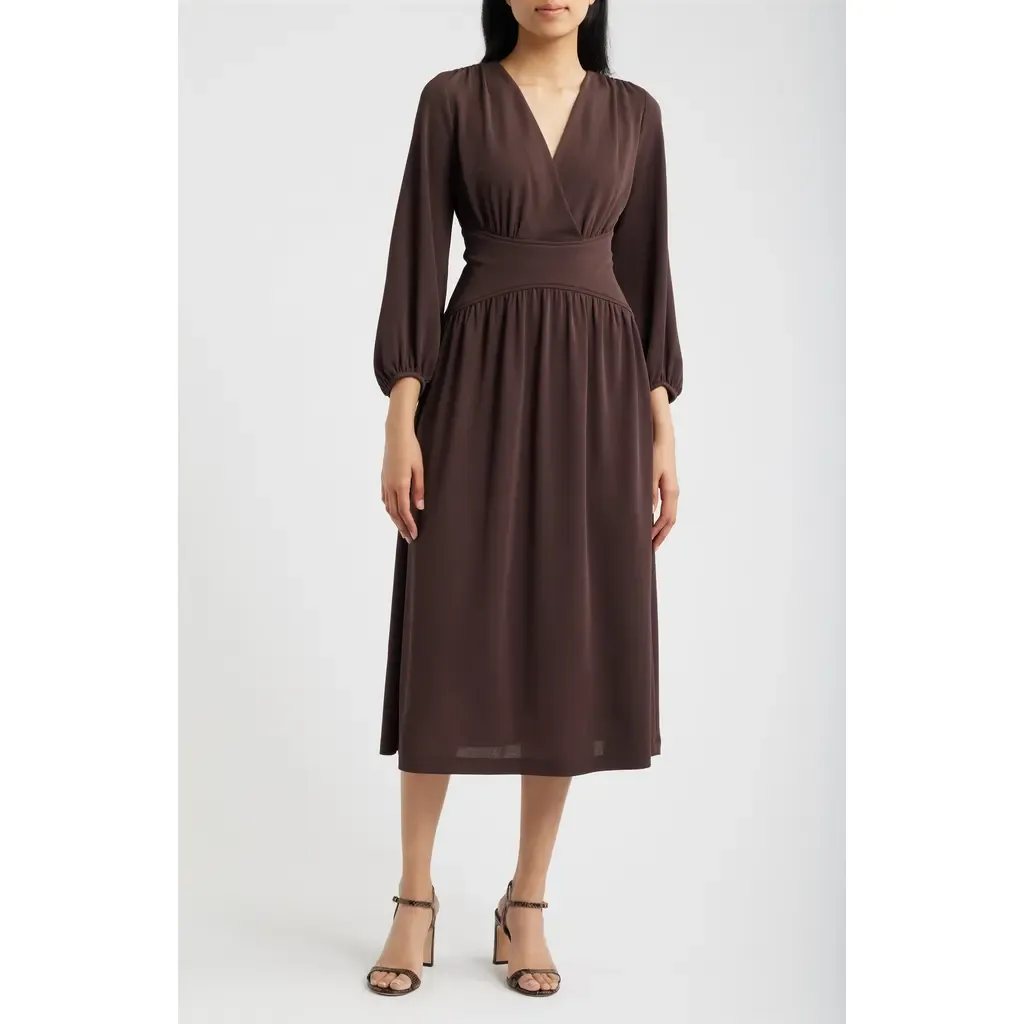 Blouson Sleeve Midi Dress by Anne Klein