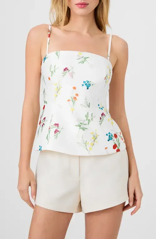 Floral Taffeta Peplum Top
