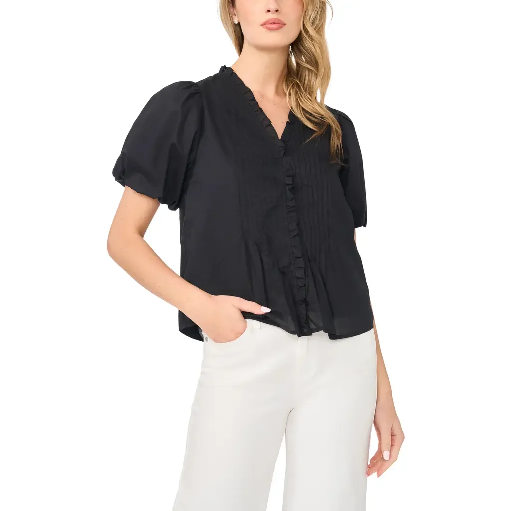 Pintuck Detail Cotton Voile Top by CeCe