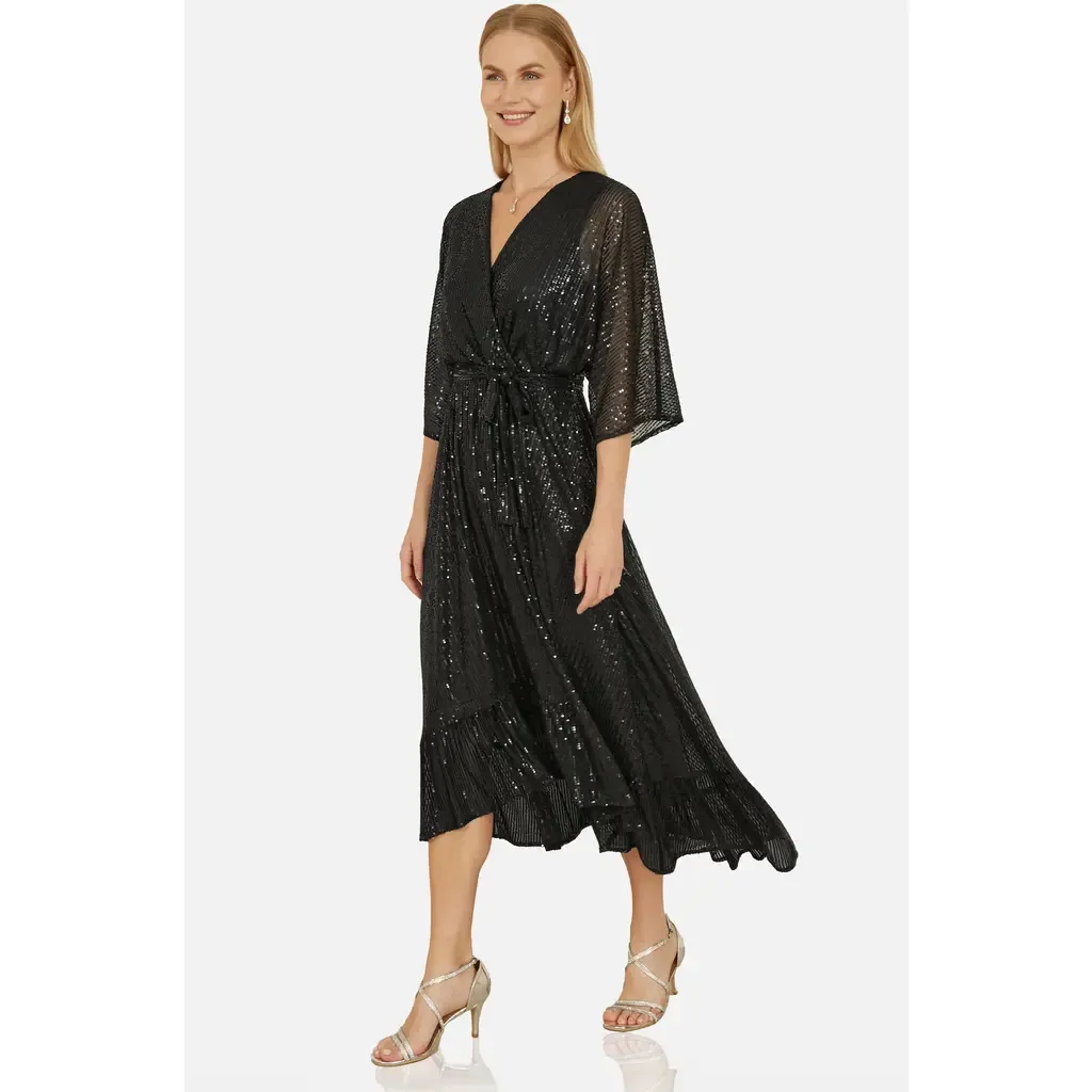 Sequin Midi Wrap Dress by Yumi