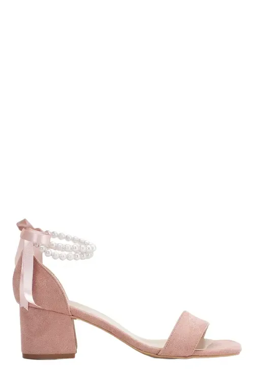 Illy Low Block Heel Sandals with Pearls by Forever & Always Shoes