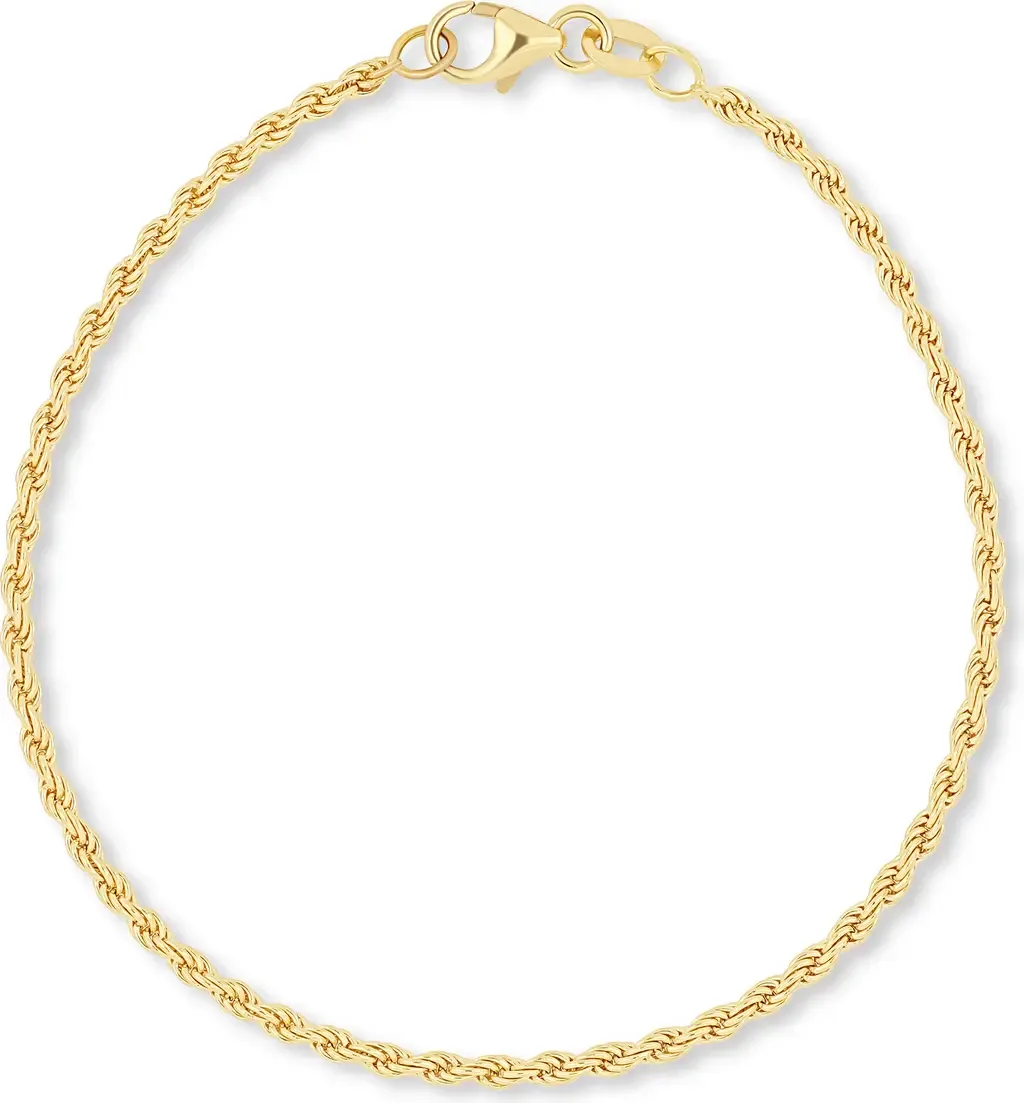 14K Gold Rope Chain Bracelet, 2mm by Bony Levy